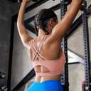 RUNNING GIRL Sports Bras for Women,Padded Sports Bra Tank Top Sexy Crisscross Back High Impact Longline Workout Yoga Bra (Beige, L)