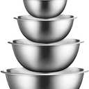 FineDine Stainless Steel Mixing Bowls (Set of 4) Stainless Steel Mixing Bowl Set - Easy To Clean, Nesting Bowls for Space Saving Storage, Great for Cooking, Baking, Prepping
