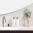 Prus Waso Gold Soap Dispenser Bathroom Set, Hand and Lotion Dispenser with Stainless Steel Pump, Perfect for Modern Bathroom Decor. (Gold)