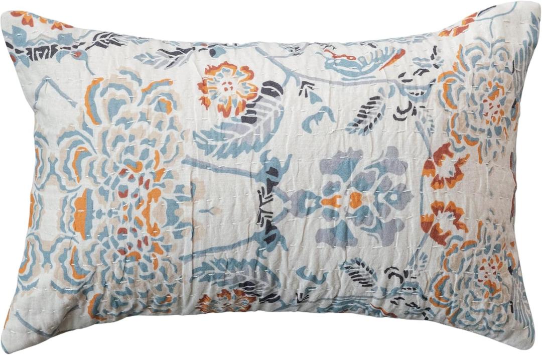 Creative Co-Op Floral Cotton Lumbar Pillow, Multicolor
