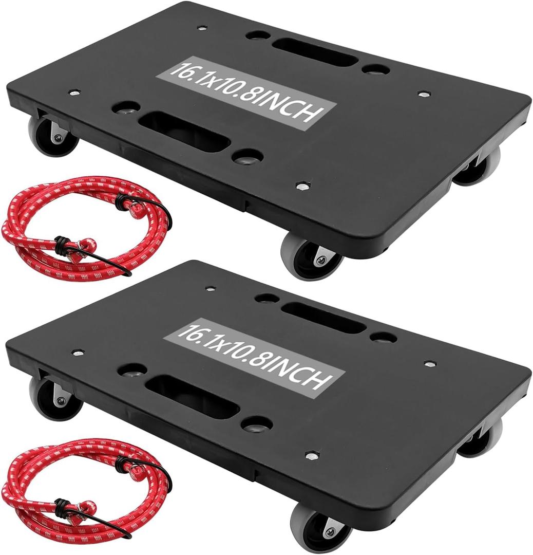 Furniture Mover with Wheels, Heavy Duty Moving Dolly Interlocking Design Small Flat Dolly Cart 16 Inch Furniture Dolly, Black (2)