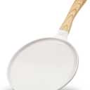 JEETEE Crepe Pan Nonstick, 9.5 inch Comales Para Tortillas Griddle Pan for Stove Top, Granite Coating Flat Pancake Pan Dosa Tawa, PFOA FREE and Induction Compatible (Beige)