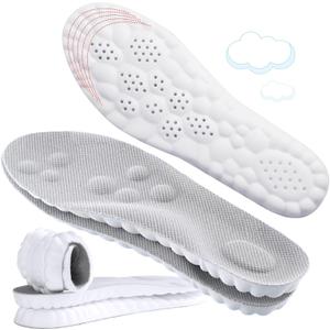4D Cloud-Like Comfort Soles for Women - Soft Memory Foam Cushioning Insoles - Trim to Fit Steppers Insoles with Arch Support for Foot Pain Relief and Fatigue Reduction(US W 6.5-9) (Gray)
