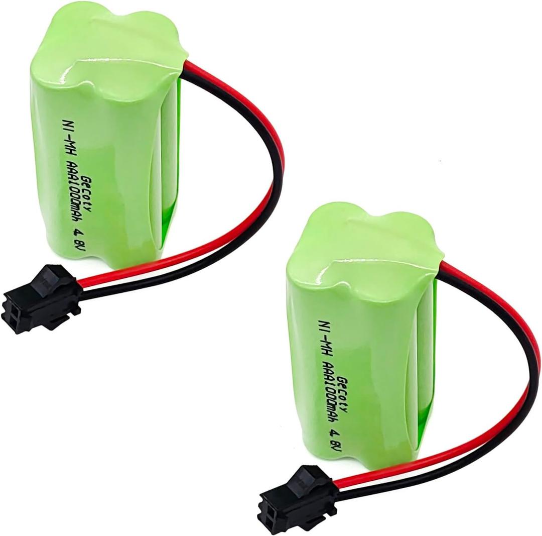 4.8v Battery Pack, 2Pcs 1000mAh NiMH AAA (not AA) Rechargeable RC Battery with SM Plug for Trucks RC Cars Robots Power Tools