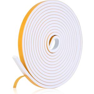 16Feet Weather Stripping Seal (1/2 Inch X 1/4 Inch) for Door Window, High Density Foam Tape, Soundproofing, Insulation Strip, Door Sealers for Door Frame- White