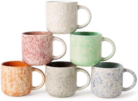 MONITO 12 OZ Coffee Mugs Set of 6, Modern Coffee Mugs Set with handle for Tea/Latte/Cappuccino/Milk/Cocoa.