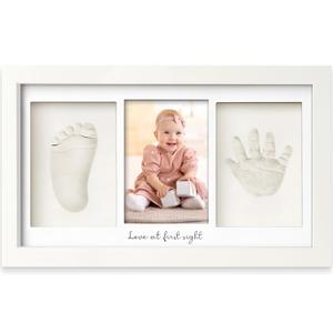 KeaBabies Baby Hand and Footprint Kit - Clay Handprint Keepsake Frame, Newborn Nursery Picture Frame, Personalized New Mom Gifts for Shower & Registry, First Mother's Day (Alpine White)