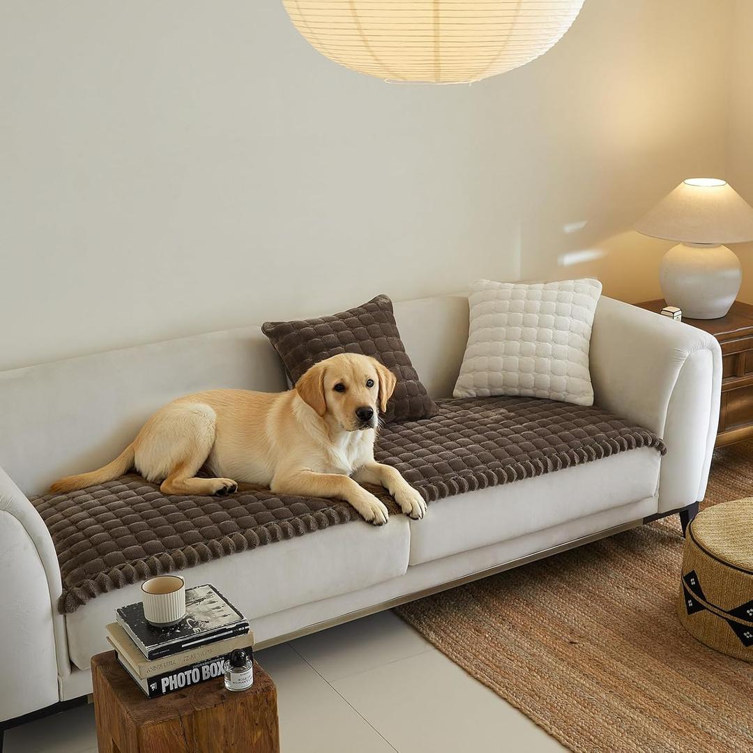 Couch Covers for 3 Cushion Couch Sofa Pet Friendly,Non-Slip Sofa Cover Washable (27.6" x 59", Mtg-brown)