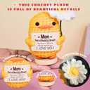 2 x Pawzity Gift for Mom from Daughters, Son for Mom - Cute Christmas, Mothers Day, Birthday Gifts for Moms - Emotional Love Support Moms Crochet - Duck Knitted Positive Doll