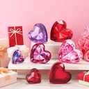 GlikCeil 7 Pcs Valentine's Day Wooden Heart Signs Crystal Valentine's Day Decorations Red Pink Purple Tabletop Centerpiece Tiered Tray Decor for Valentines Wedding Anniversary Home Party Supplies