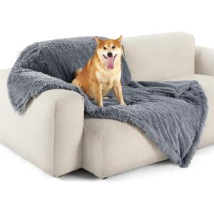 Bedsure Waterproof Dog Blankets for Large Dogs - Cat Blanket for Couch Protector Washable Long Faux Fur, Calming Soft Reversible Throw Furniture Protection for Puppy Pet Pet, 40"x50", Grey