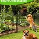 10 Panels 33in H x 29in L Garden Fence, 24ft L Black Metal No Dig Fence Temporary Animal Barrier for Dogs & Rabbits, Reusable Outdoor Yard Fencing