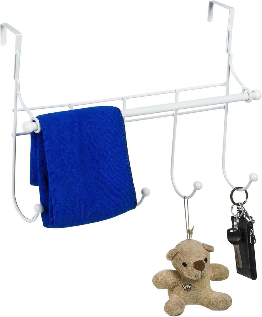 Furinno Yijin Back Door Hanging Hooks, Over the Door Hooks, Towel Rack, Door Hanger, Coat Rack for Hanging Clothes, White