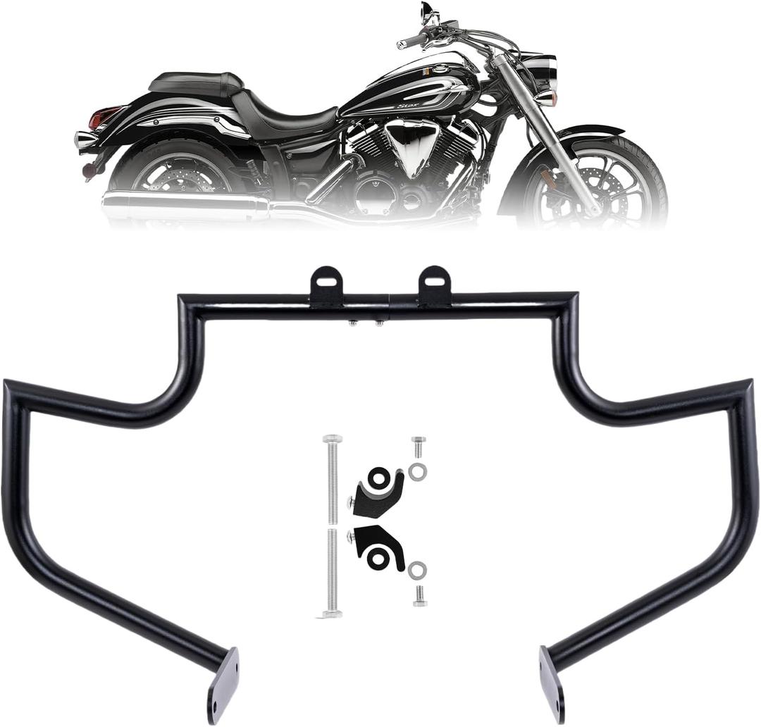 Kinglemc Crash Bar Engine Guard Highway Freeway Bar for Yamaha V-Star Vstar XVS 950 XVS950 Tourer 2009-2017 (Black-Mustache Style)