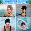 Swim Caps for Women Polyester Waterproof Pleated Elastic Comfort Bathing Cap for Long Hair Keep Hairstyle Unchanged