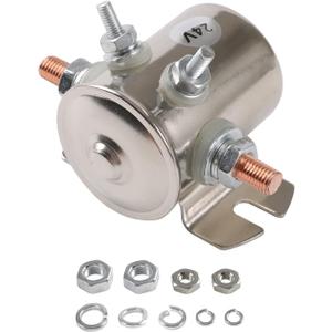 4 Terminal 24 Volt Continuous Duty Solenoid Relay Need Break 24063 Solenoid for Golf Carts,Winch, Marine Heavy Duty SPST 24VDC 24V Relay Nickel-Plating