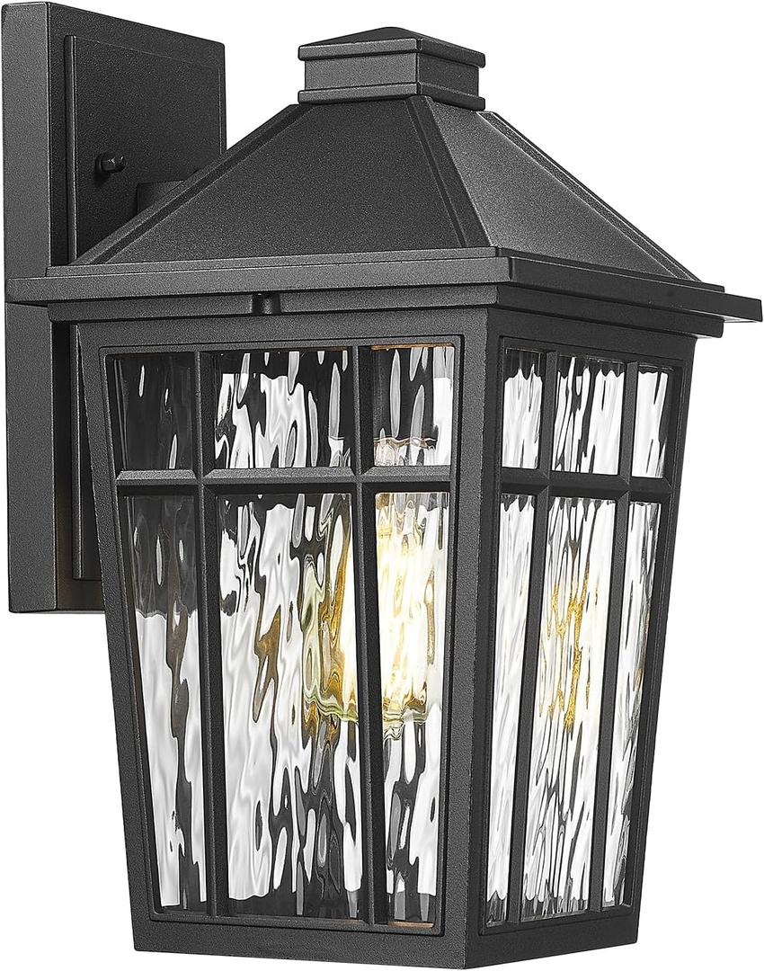 Darkaway Large Outdoor Wall Lights for House, 14inch Exterior Lighting Fixtures Wall Mount Porch Lights Waterproof Outdoor Sconce with Water Ripple Glass for Patio Hallway Garage, 14inch-1pack