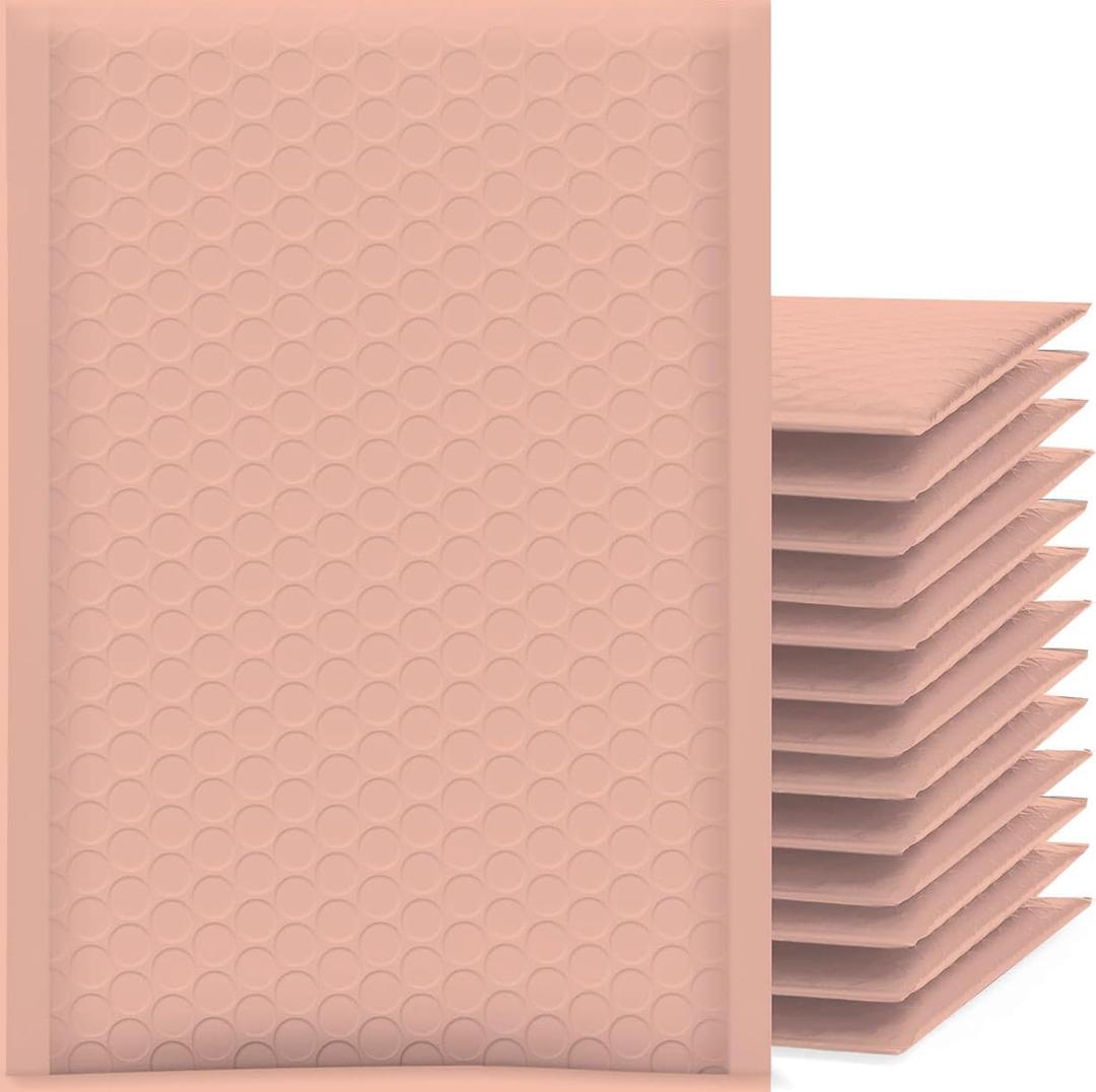 Extra Thick Bubble Mailers - Light Pink, 50 Pack, 6x10 Waterproof Padded Envelopes (Usable Size: 6x9), Durable Shipping Mailers for Jewelry, Handmade Goods, Crafts, and Fragile Items