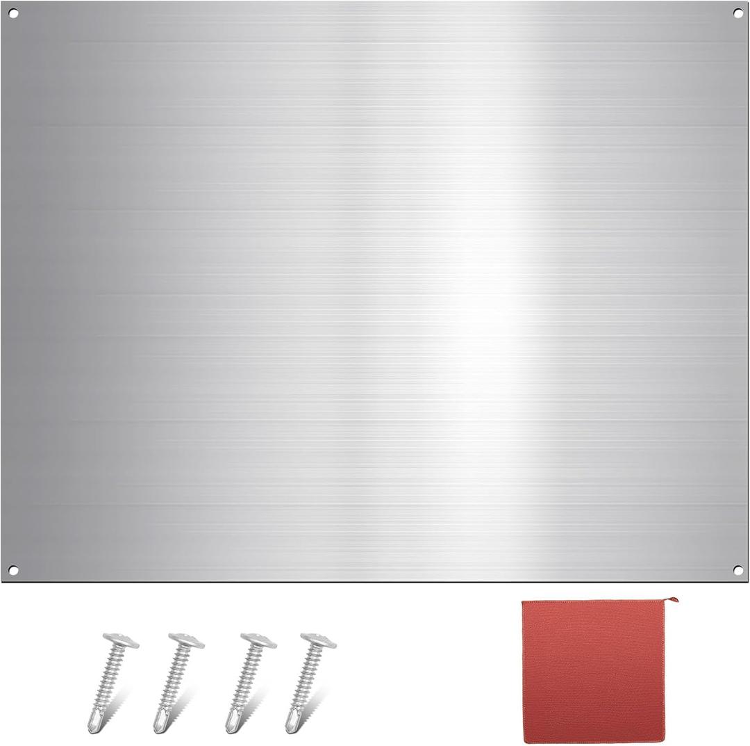 24 x 30 Inch Stainless Steel Backsplash Range Hood Stove Backsplash Back Stainless Steel Sheet for Kitchen Wall Splatter Metal Wall Panels with Screws and Hanging Towel (Silver)