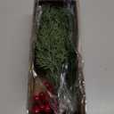 Watayo 45 Pcs Christmas Artificial Pine Branches with Red Berry Stems, 10.5" Faux Evergreen Norfolk Pine Cypress Leaves Stems, Fake Foliage Pine Needles Picks for DIY Craft Garland Home Decor