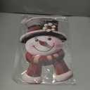 Vicenpal Winter Snowman Wooden Hanging Sign Farmhouse Rustic Christmas Door Welcome Wreath Decoration for Xmas Party Indoor Outdoor Home Wall Window Front Door Decor(Lovely Style)