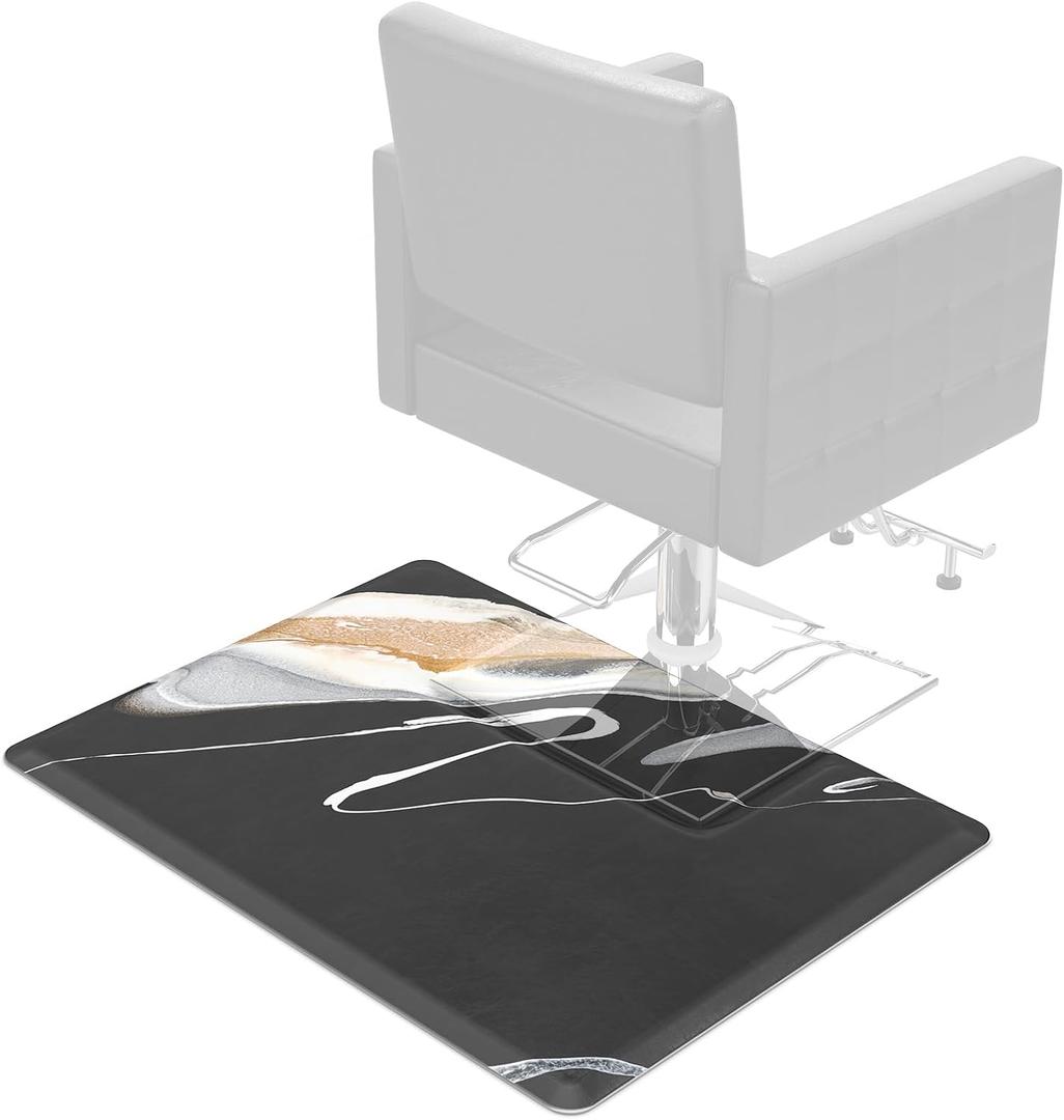 OmySalon Salon Mat for Hair Stylist Anti Fatigue, 3 ft. x 4 ft. Comfort Barber Floor Mat with Square Base, Hairdresser Standing Mat, Anti-Slip Easy Cleaning (Snowy Starlight)