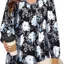 Womens Long Sleeve Shirts Plus Size Tops V Neck Tunic Tops Blouse Dressy Causal T-Shirts Pleated Shirts (Black, S)