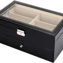 Jewelry Box Double Layer Glasses Storage Box 12 Compartments Sunglasses Display Box Packaging Box Glasses Storage Box jewlery box (Black)