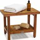 AquaTeak The Original 24" Spa Teak Shower Bench - Shower Stool with Storage Shelf for Bathroom - Durable Water Resistant Shower Chair - Shaving Foot Rest - Indoor & Outdoor Use