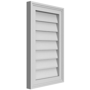 14" x 22" Vertical Surface Mount PVC Gable Vent: Non-Functional with Brickmould Frame 