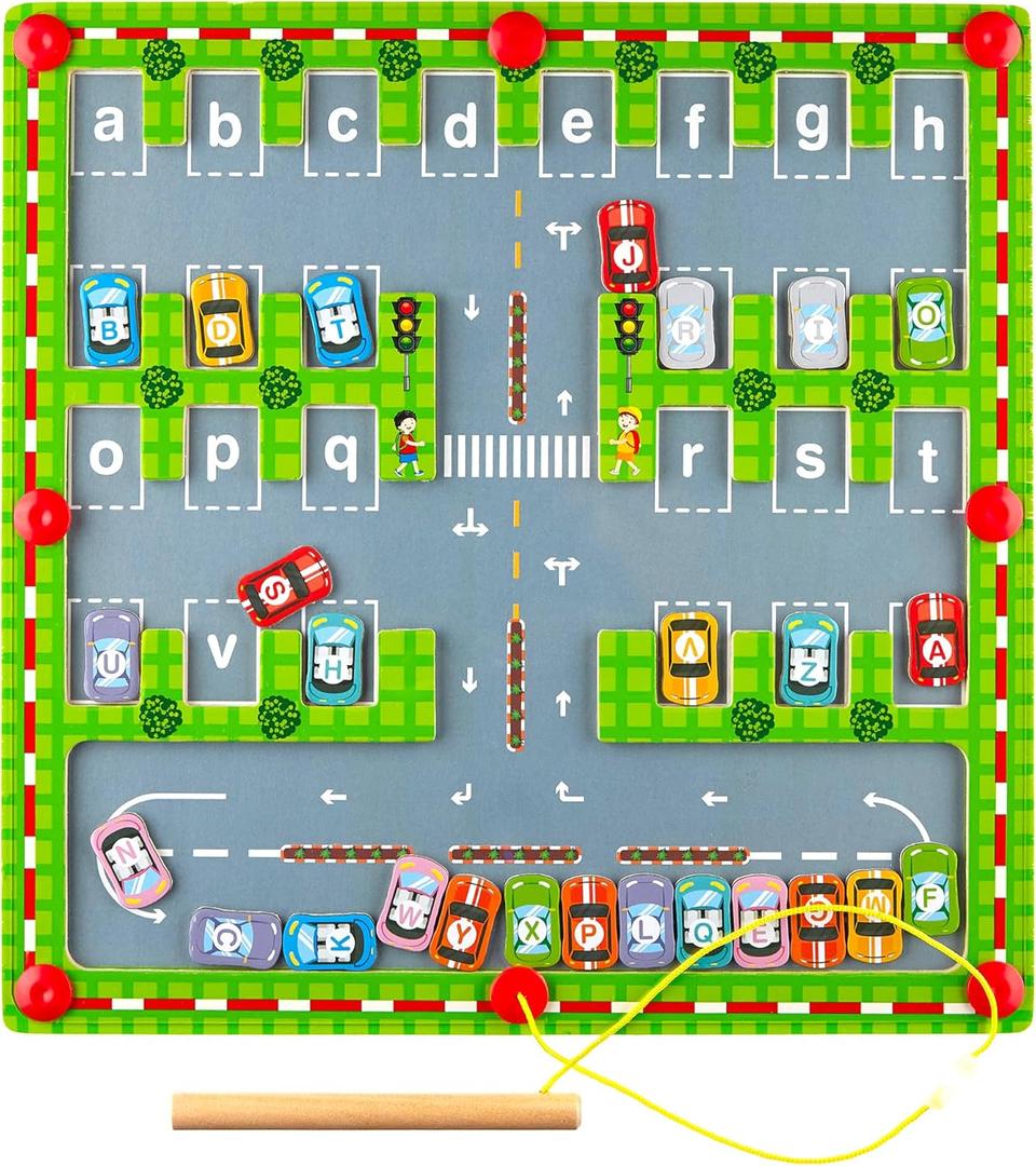 BUSLIK Magnetic Alphabet Maze Board Letter Puzzle - Kids ABC Learning Toys, Educational Montessori Toys Preschool - Alphabet Magnetic Maze Game Toddler Magnet Puzzles for Ages 3+