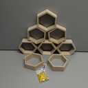 8 Pcs 4.13 Inch Honeycomb Cupcake Stand Cake Farmhouse Hexagon Display Holder Hexagonal Wood Cupcake Stand Floating Table Sign with Wooden Bee for Wedding Baby Shower Birthday Party Table Decorations (Original)