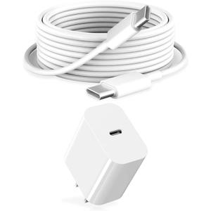 iPad Charger Fast Charging 6ft USB-C Cable & 20W USB-C Charger Block 1-Pack for Apple iPad A16/11th/10th/Pro 13/12.9/11/Air/Mini A17 Pro, iPhone 17/16/15 Series, White