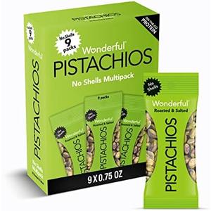 Wonderful Pistachios No Shells, Roasted & Salted Nuts, 0.75 Ounce Bag (Pack of 18), Protein Snacks, Gluten Free, On-the-Go, Individually Wrapped Snacks, Best By: 10/17/2025