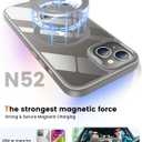 360 Rotatable Magnetic Stand for iPhone 13/14 Case Compatible with Mag-Safe 16FT Military Drop Protection, Anti-Scratch/Fingerprint iPhone 13/14 Phone Case(Clear-Grey)