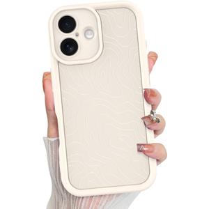 MZELQ for iPhone 17 Case 2025 Case, Silicone Wave Ripple Cute Pattern, Camera Protection Soft Slim Shockproof for Girls Women -White