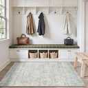 Soalmost 3x5 Area Rugs for Entryway, Washable Moroccan Trellis Low Pile Non-Slip Throw Area Rugs, Accent Rug Indoor Mat for Bedside Living Room Kitchen Bedroom Teal Blue