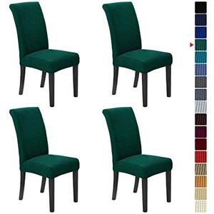 Howhic Chair Covers for Dining Room Set of 2, Stretchy Dining Chair Covers, Textured Jacquard Kitchen Chair Slipcovers, Classy Decor for Home and Banquet (Hunter, 2 Pack), Hunter