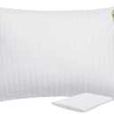 ZPECC Toddler Pillow with Pillowcase - 16x22 Organic Cotton Hypoallergenic Kids Pillow, Baby Essentials for Travel Crib Daycare Stroller (Intended for Age 2 and up) White Stripe