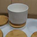 ZOUTOG Ceramic Succulent Pots,3.6 Inch Plant Pots,Succulent Planters with Drainage Hole & Bamboo Tray for Indoor Plants,White Small Flower Planters for Home,Office,Desk (6 Pack)