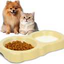 Ceramic Cat Food Water Bowl Set Double Dish Feeder Cat Dog Bowls No Spill Pet Feeding Bowls Keeping Pets from Black Chins for Cats Puppies Tiny Dogs