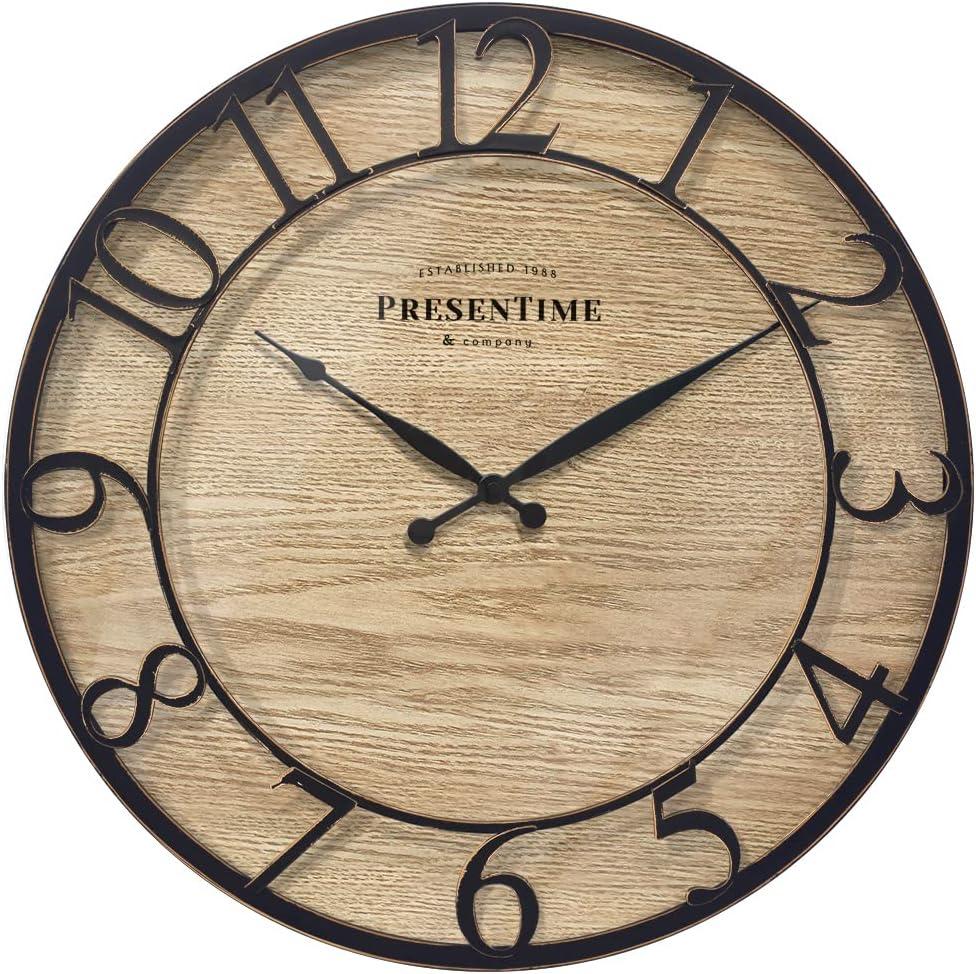 Presentime & Co 21" Farmhouse Series Wall Clock, Cottage Style, Vintage Design, Oil Rubbed Antique Bronze Finish. Wall Dcor for Living Room, Dining Room, and Entryway.