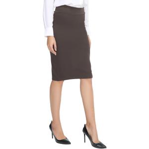 Urban CoCo Women's Elastic Waist Stretch Bodycon Midi Pencil Skirt (Medium, Brown)