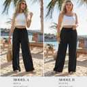 Black Linen Wide Leg Pants for Women, Beach Cover Up Palazzo Pant with Pocket, Summer High Waisted Pant Travel (Black, XL)