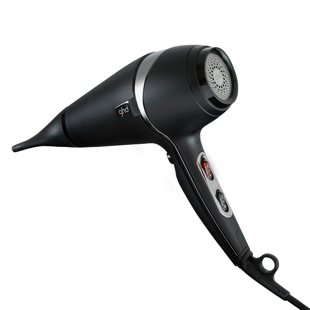 ghd Air Hair Dryer  1600w Professional Blow Dryer, Salon Strength Motor, Concentrator Nozzle, Adjustable Temperature Setting, and Ionic Technology for Super-Fast Drying  Black