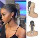 Silver Grey Ponytail Extension for Black Women Synthetic Salt & Pepper Ponytail Spiral Curly Drawstring Pony Tails, 14inch Short Gray Hair Ponytail Extensions Clip in Hairpiece for Women Girls
