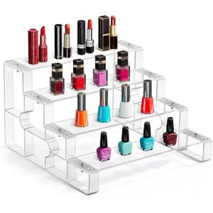 2 x 4‑Tier Acrylic Display Riser, Perfume & Cologne Organizer Stand