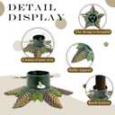 Heavy Duty Cast Iron Christmas Tree Stand, Large Vintage Metal Base for Real/Artificial Trees, Holds Up to 4ft Mini Trees with 1.77" Max Trunks, Pinecone-Designed Tree Holder for Holiday Village Display