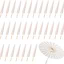 White Paper Umbrellas, 23.6 Inch Paper Parasol Umbrellas Chinese Japanese Style DIY Umbrellas Decorative Vintage Decor for Wedding Props