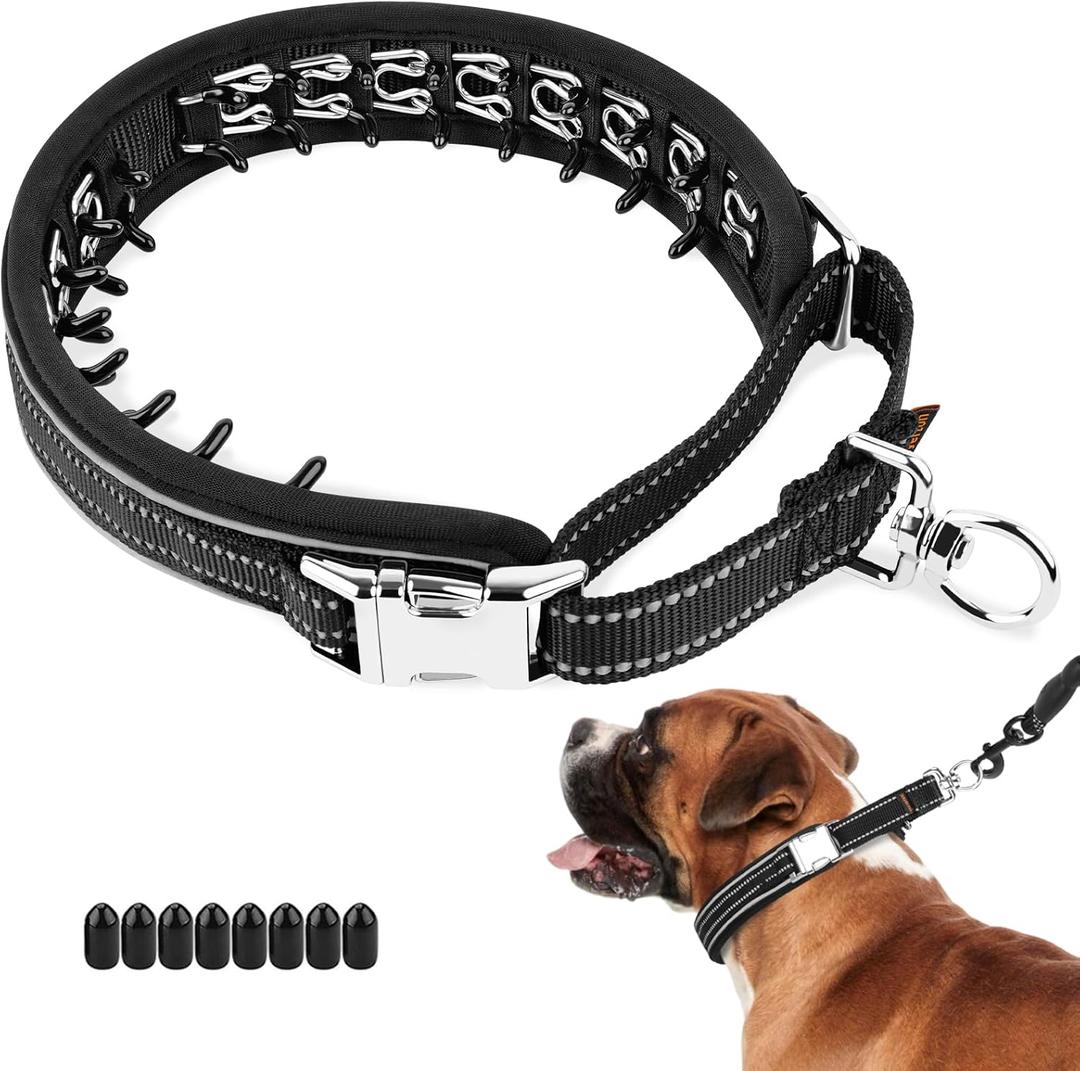 Mayerzon Martingale No Pull Collar for Medium Large Dogs, Walking Training Collar for Dogs German Shepherd Boxer Rottweiler That Pull, Reflective, with 360 Swivel Ring and Release Buckle(XXL, Black) (2X-Large,2.5mm,20.5"-21.75"Neck)
